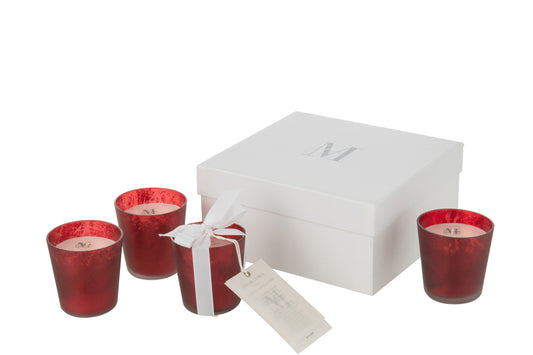 Geurkaars Deluxe - Box van 4 rood